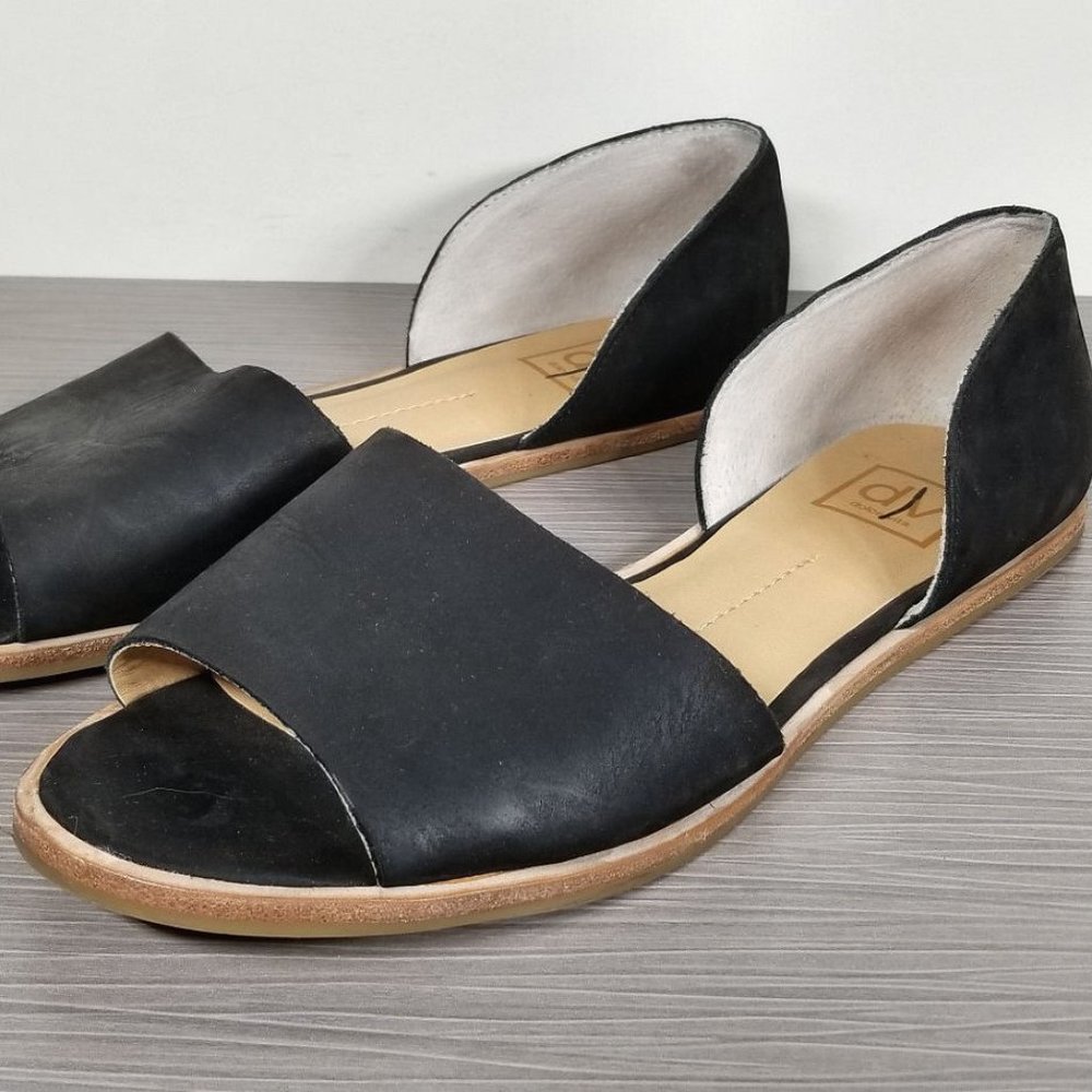 Women's Black Open Toe Flats